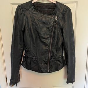 Zara Peplum Leather Biker Jacket
